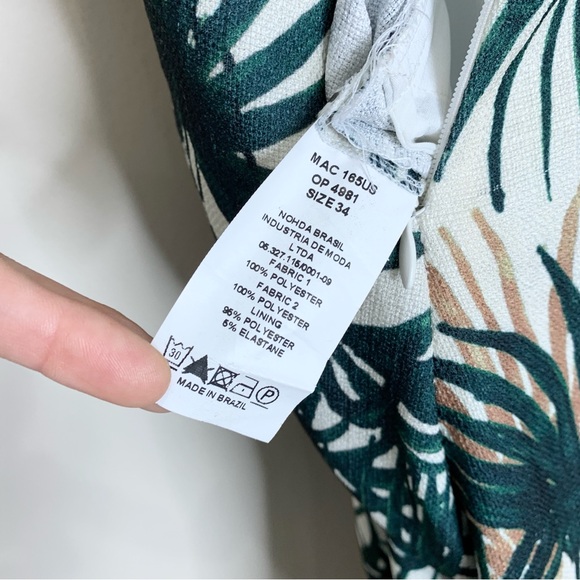 PatBO Palm Jumpsuit (Sz 2) Asymmetric Ruffle Wide Leg Crop Green & White - Picture 13 of 16